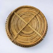 Circular rattan and brass basket, Italy, 1970