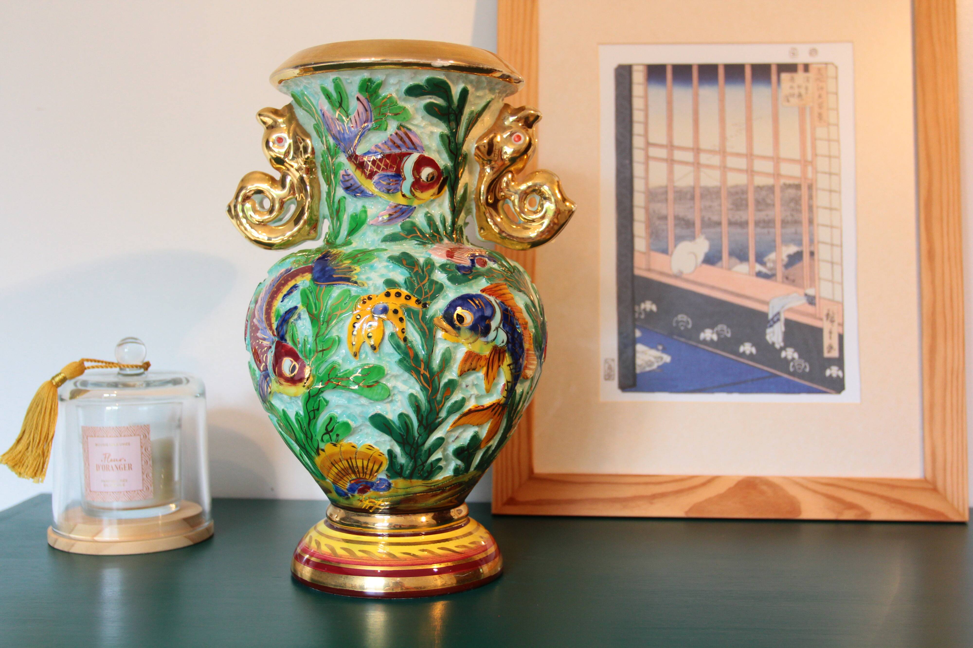 Large baluster vase with fish | Cerdazur (c. 1950-60)