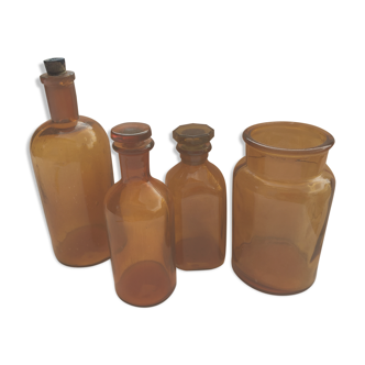 Set of pharmacy bottles