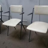White pyramid chairs by Wim Rietveld for Ahrend de Cirkel, 1964, set of 3