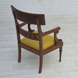 1920-30s, carved wood armchair, design after Georges Jacob, reupholstered.