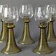 Wine glasses Roemer, Alsace, Rhine, engraved crystal and smoked glass x 5