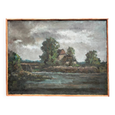 Huile sur toile, école néerlandaise du XXe siècle. Paysage. Pierre Fulpe.
