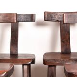 Set of 4 Scandinavian chairs in solid Elm, model T in the style of Olavi Hannin.
