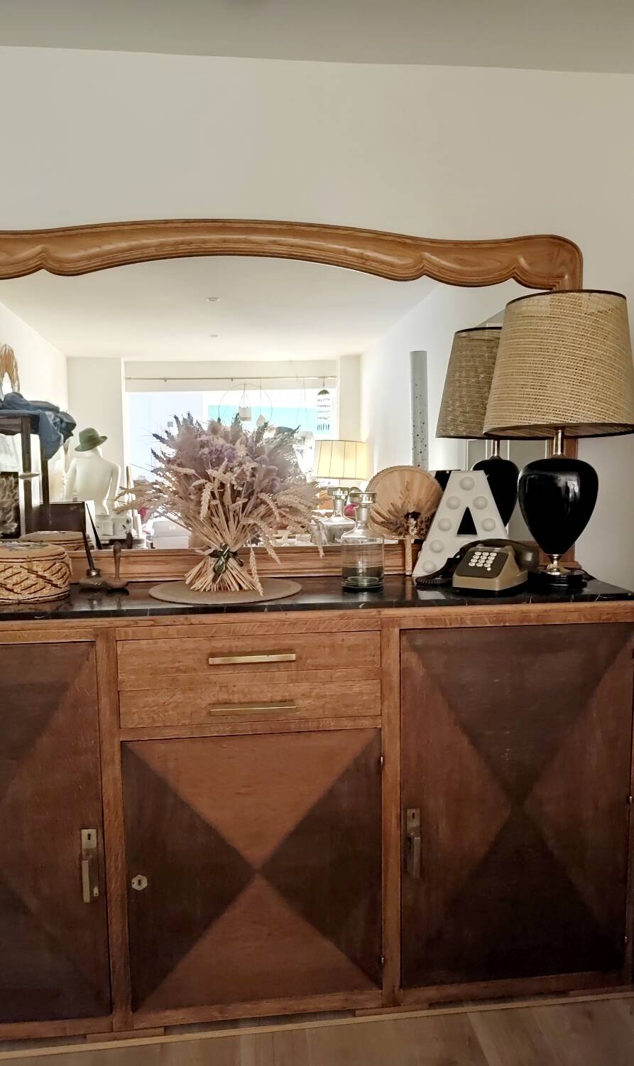 Large oak mirror 1950