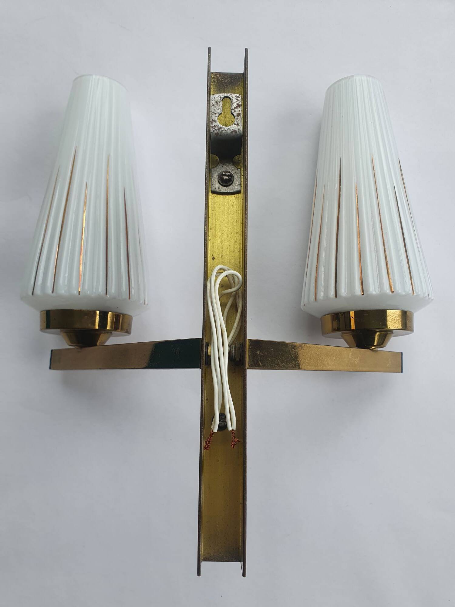 Antique gold two-light wall light