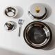 Vintage set of 2 stainless steel bowls with lids, 1980s, with gold details.