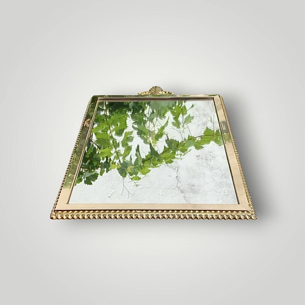 Antique Solid Brass Gilt Wall Mirror – 3.750 kg – Hollywood Regency