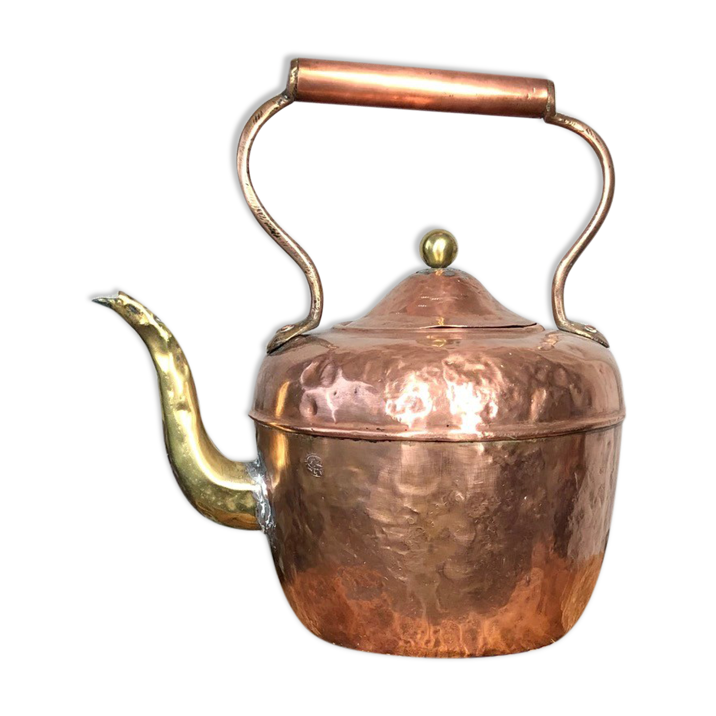 Old copper and brass teapot