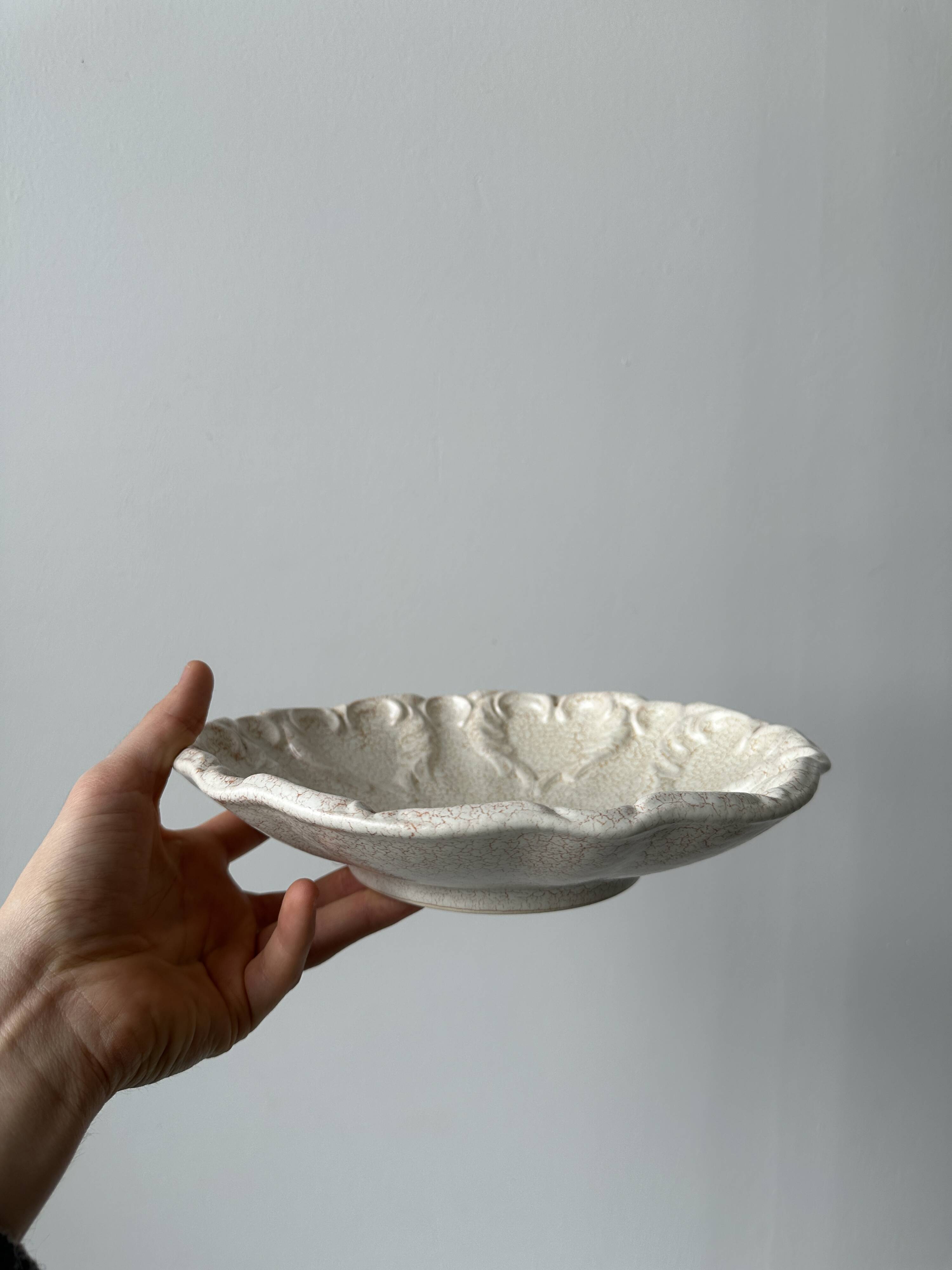 Fluted cracked terracotta dishes - fluted wall plates