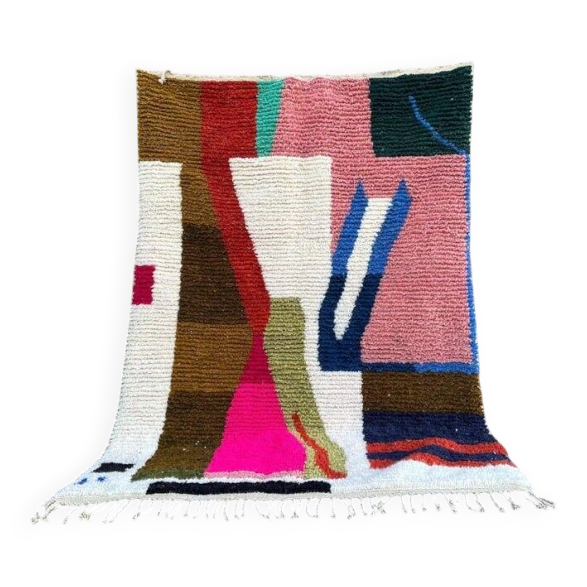 Authentic handmade rug with colourful patterns, size 150/250 cm.