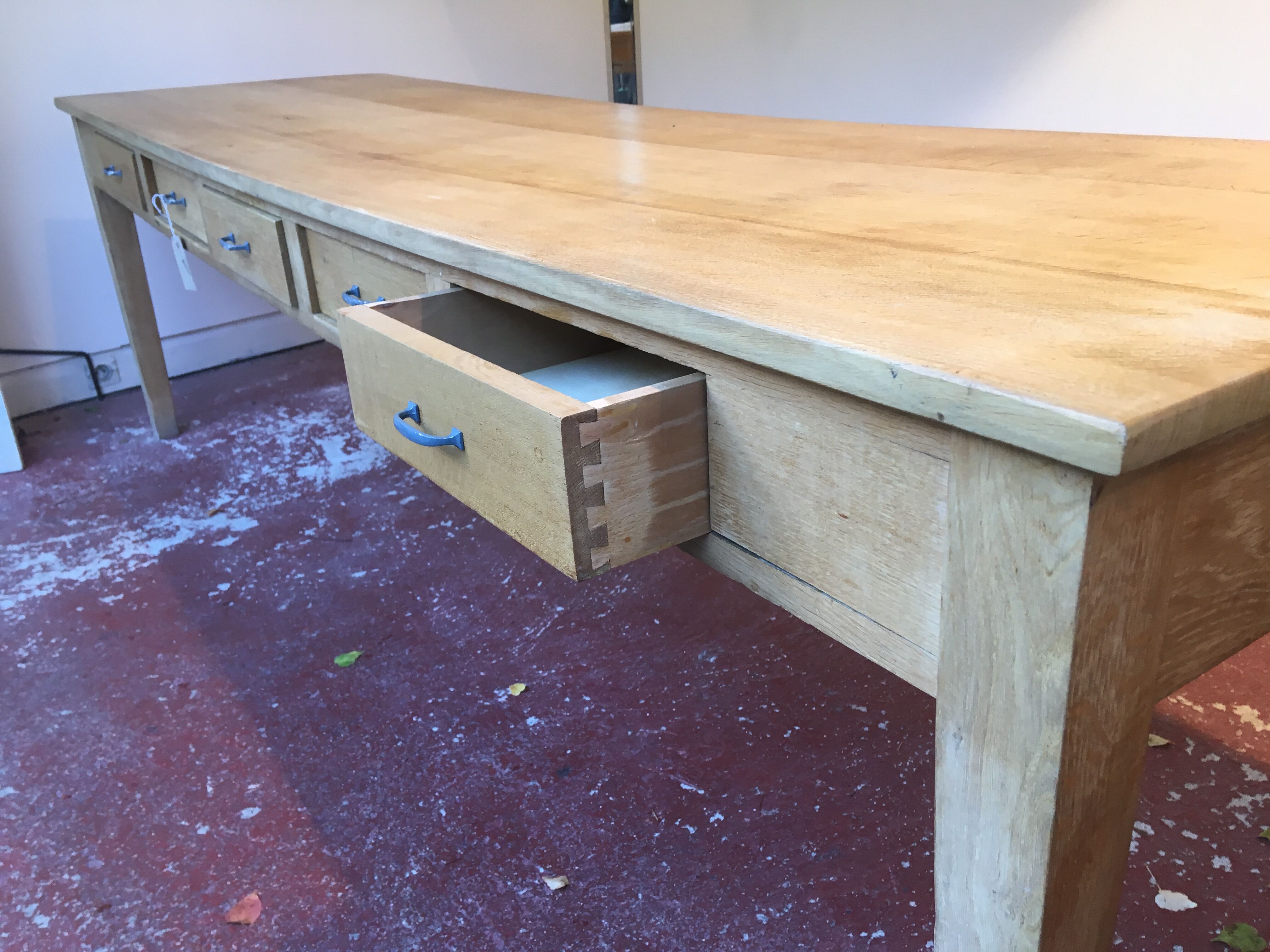 Farm table, 10 drawers
