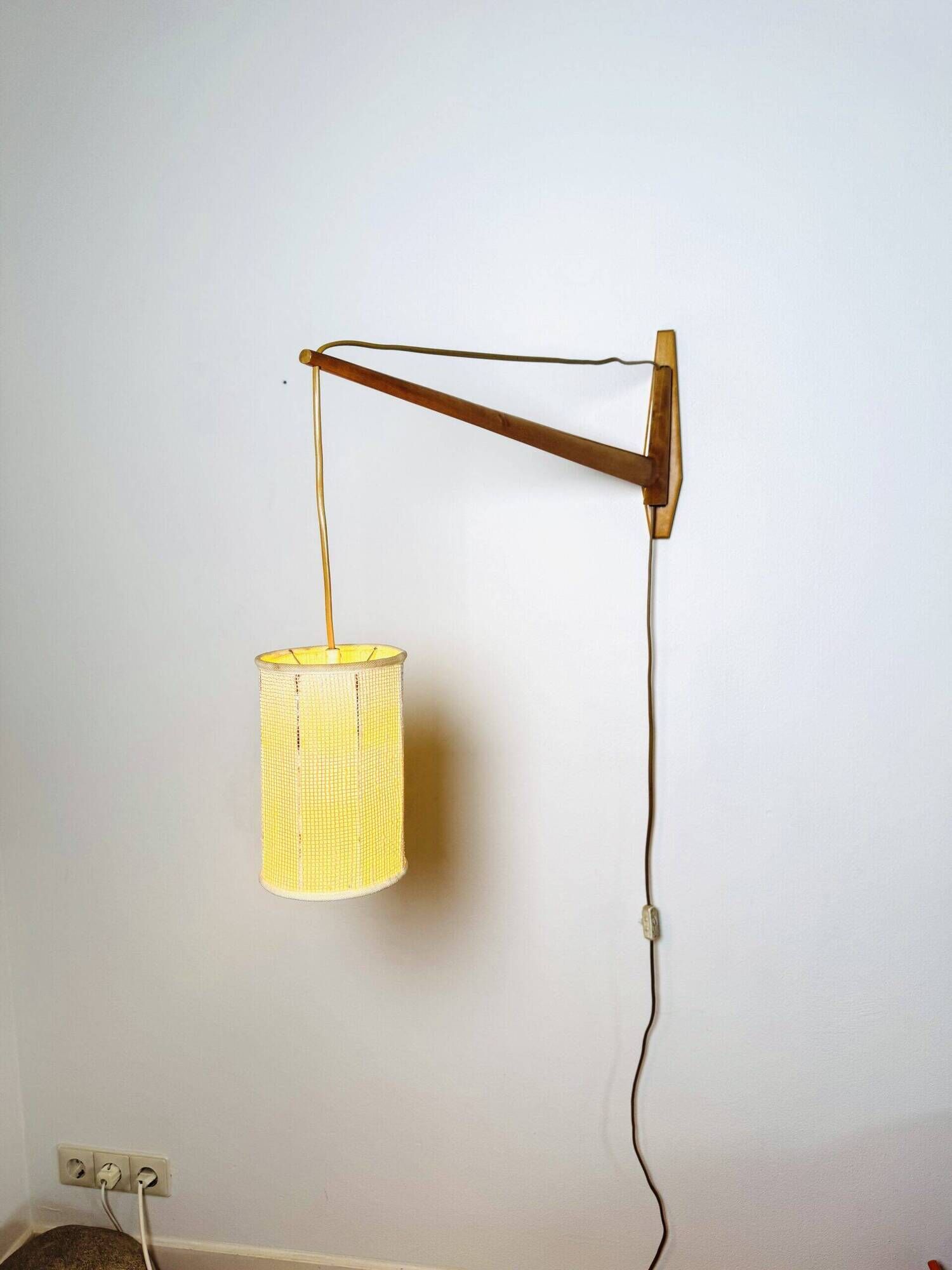 Large Rosewood Swivel-Arm Wall Lamp, Sweden 1950S