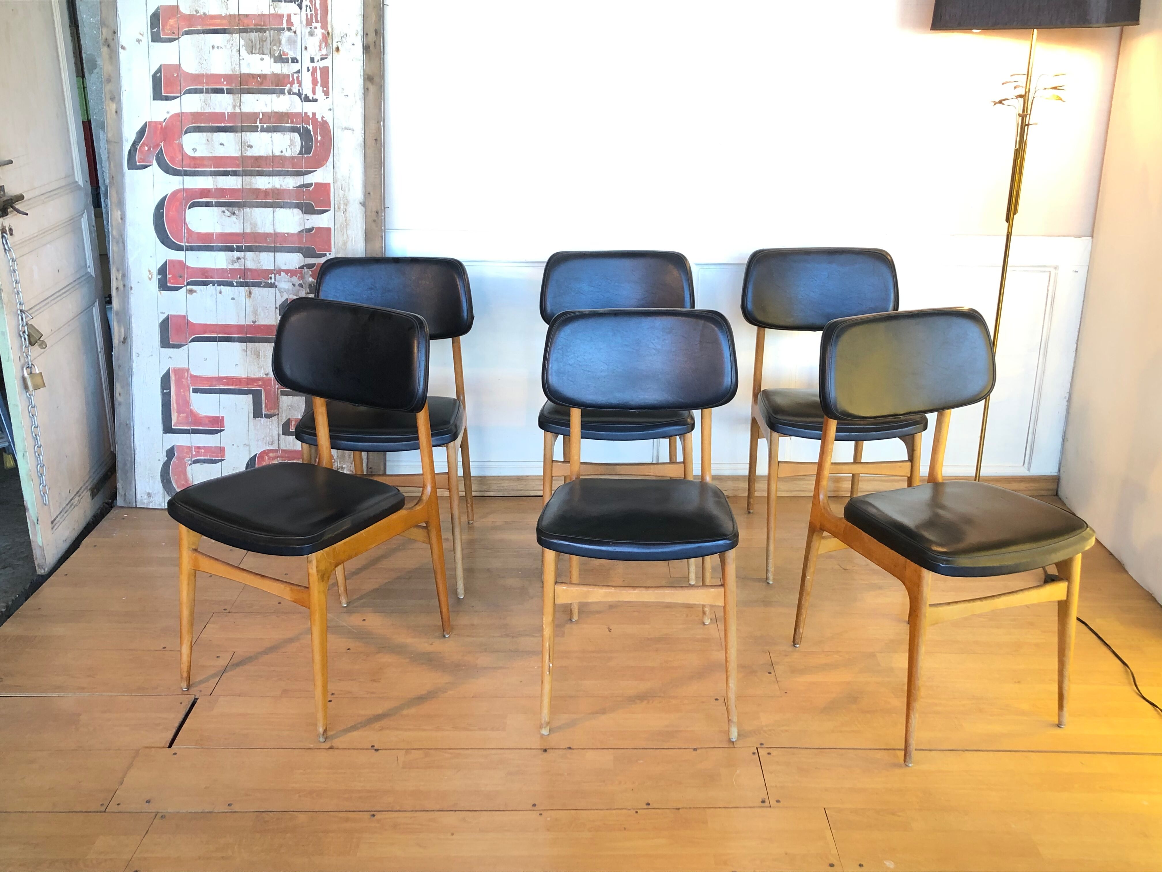 Suite of 6 stella chairs 1960