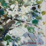 Grand paysage abstrait, peinture à l'huile signée Per Olof Netterblad, 1976