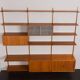Bibliothèque modulaire à 3 baies Kai Kristiansen en teck avec armoire à porte tambour et étagère de bureau, De