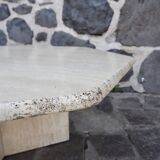 Octagonal travertine coffee table
