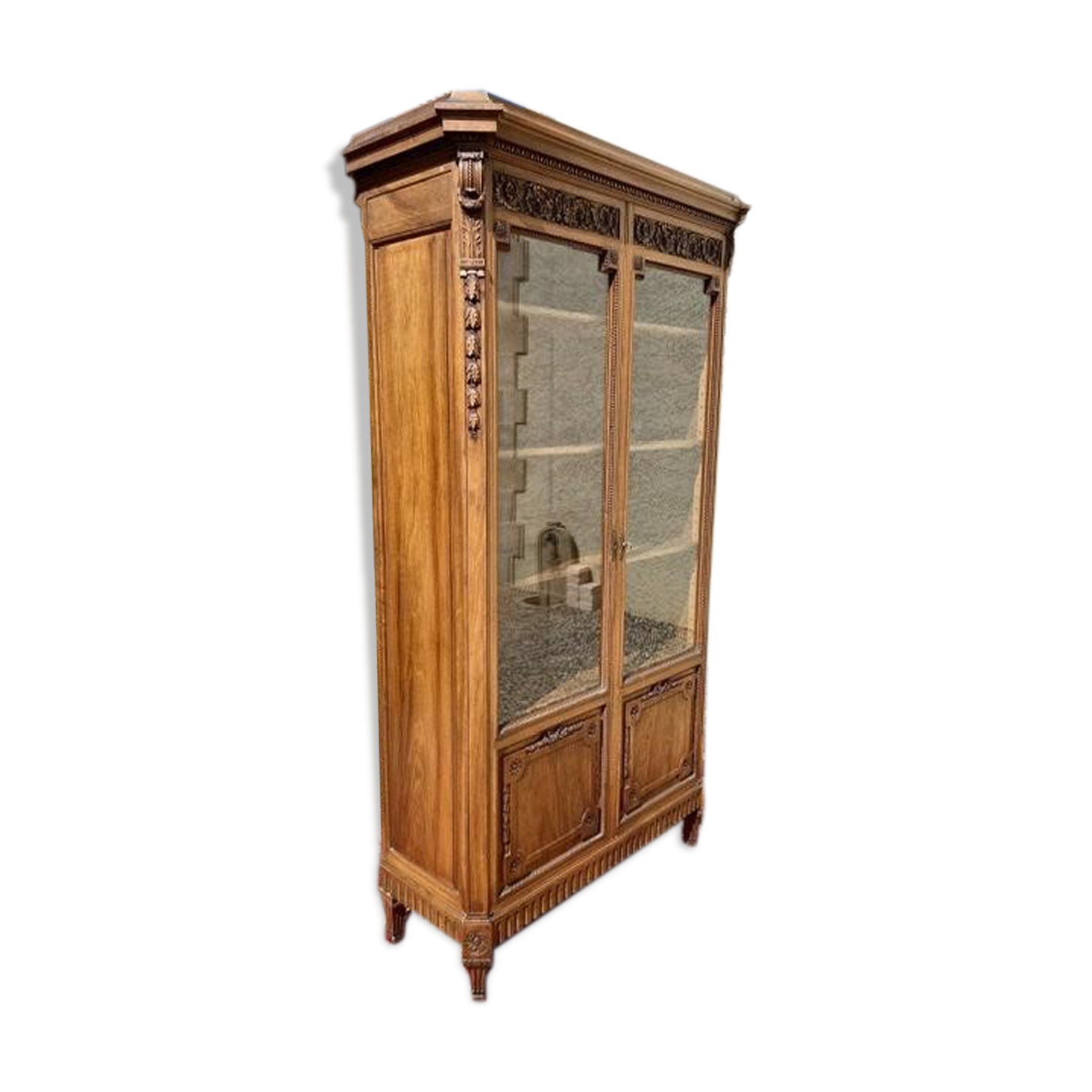 Louis XVI-style walnut library showcase