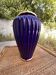 Large Glazed Ceramic Vase in Cobalt Blue with a Gold Trim and a Felt Base