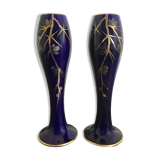 Maurice Pinon Heuze Vase in blue porcelain and gold Art Deco 1920