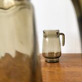 Decanter with spout in smoked translucent glass, Lever model