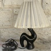 50s Vallauris black and yellow ceramic lamp