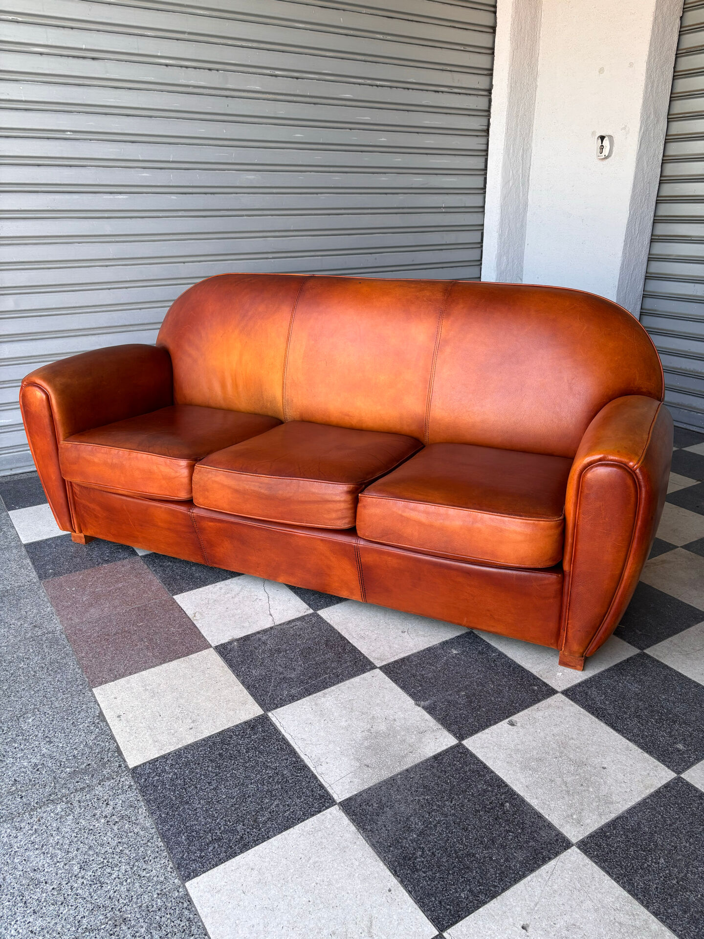 Canapé club vintage en cuir