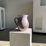 Vintage purple carafe with field flower patterns H:20cm