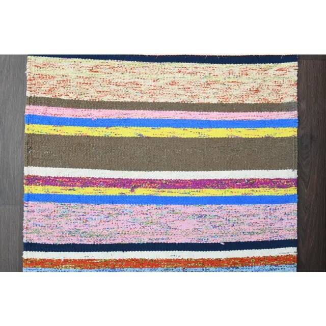 Vintage Turkish Oushak Handmade Wool Cotton Pink Runner Rug 89x266