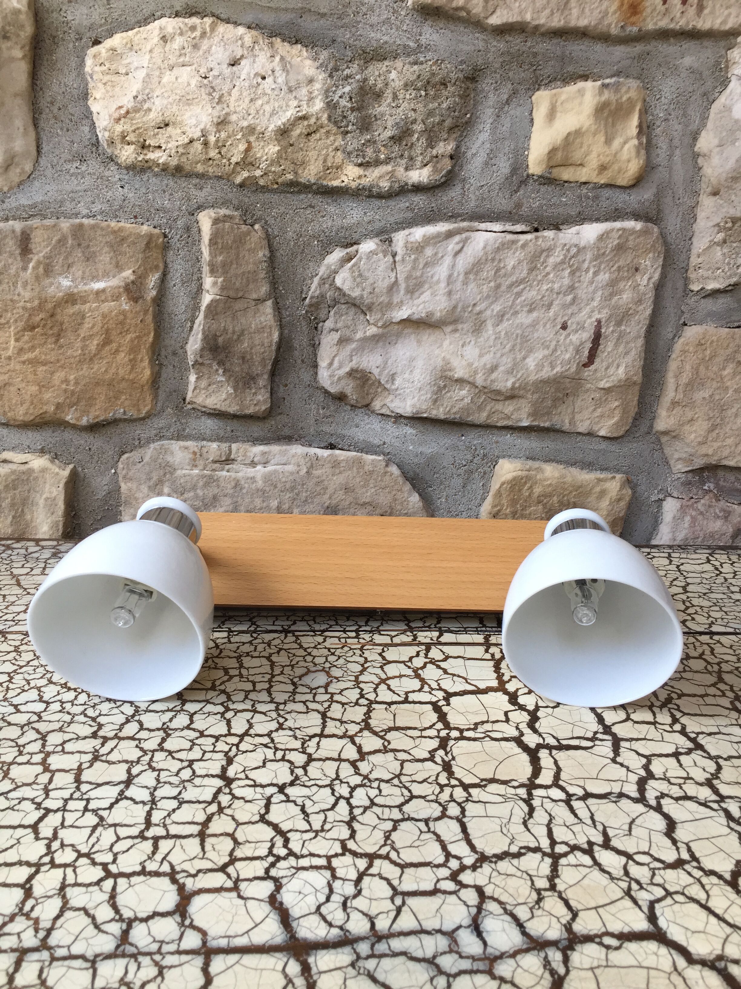 Vintage double metal and porcelain sconce