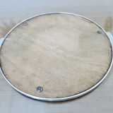 Round mirror tray, in chrome metal, Art Deco, 1930s-1940s