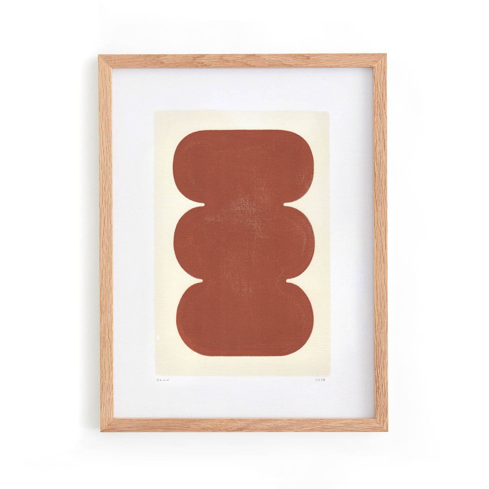 painting on paper - twist - light terracotta abstract illustration - signed eawy