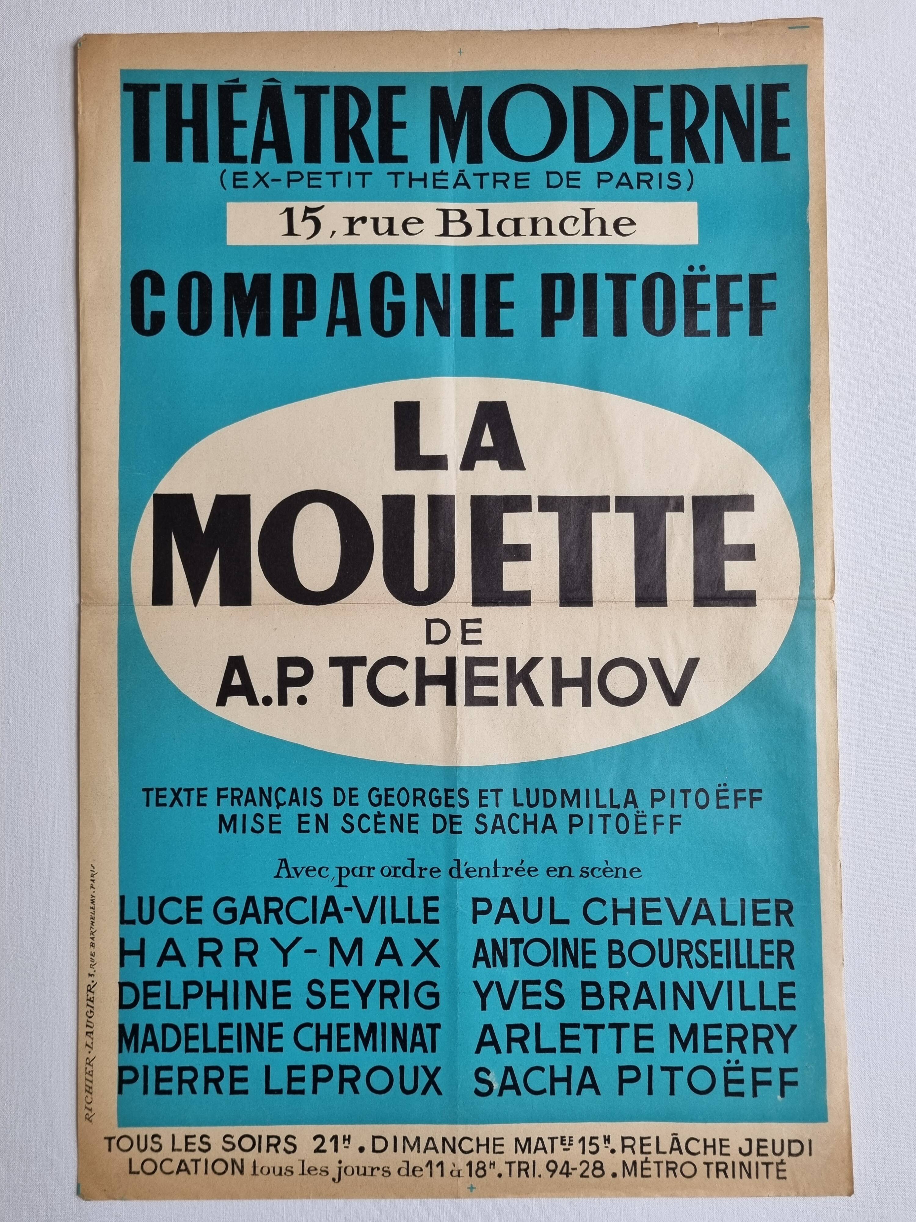 Vintage poster "The Seagull" by Anton Chekhov, 1950s, 38 x 60 cm