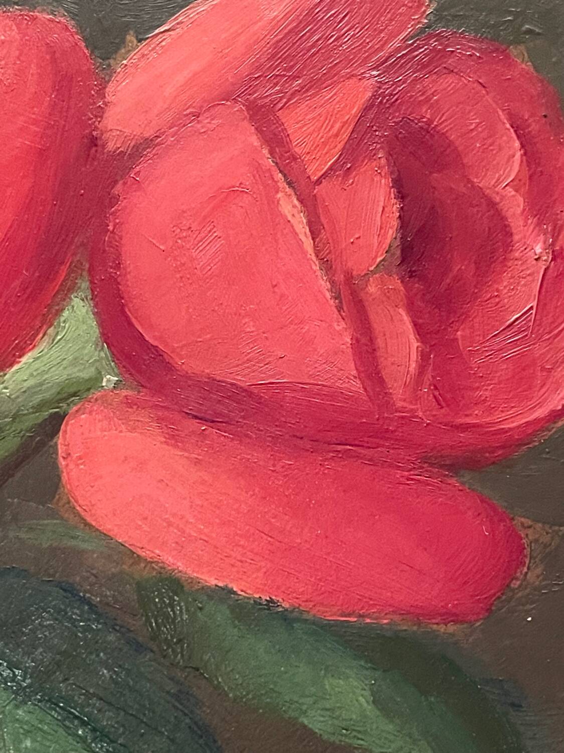 Painting bouquet of roses signed Primo Dolzan