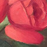 Painting bouquet of roses signed Primo Dolzan