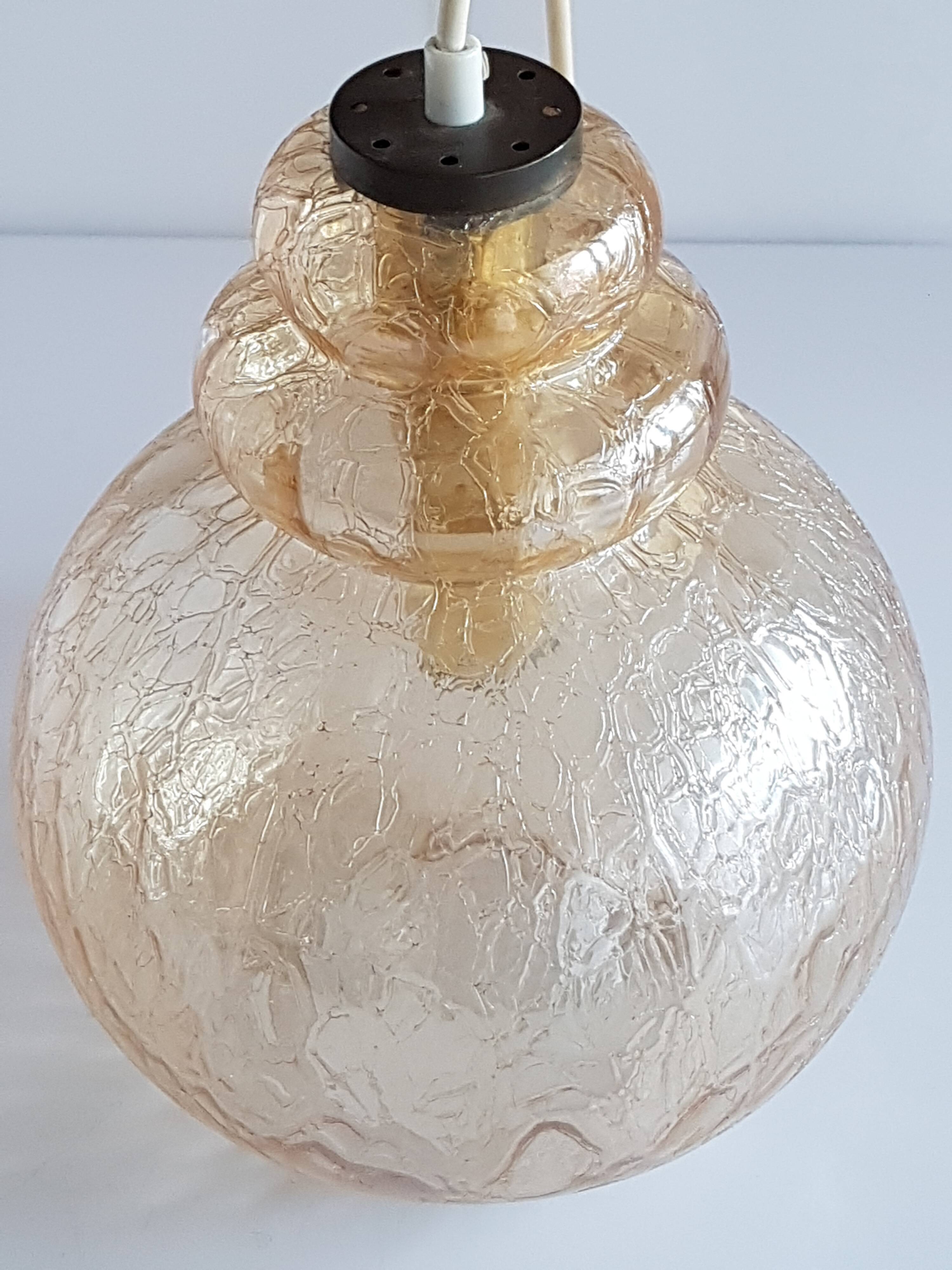 Suspension vintage verre fumé année 1965