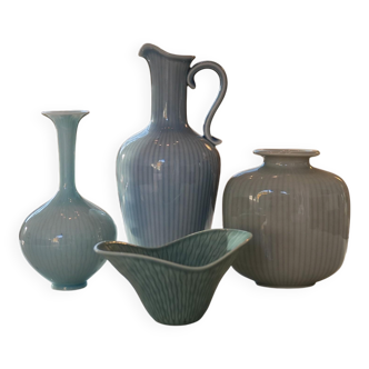 Mid-century modern set of 4 ceramic vases by Rörstrand, Gunnar Nylund, Sweden, 1950s.