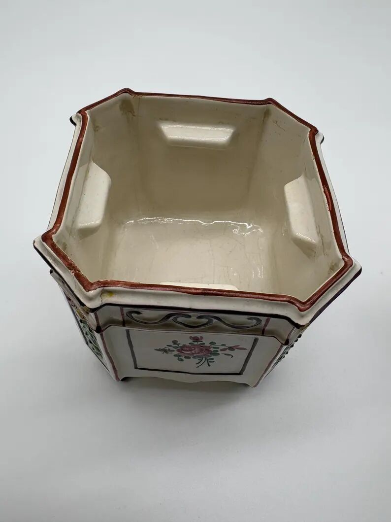 Pair of onion pots Samson 19th century Polychrome earthenware Strasbourg style Antique cache pots
