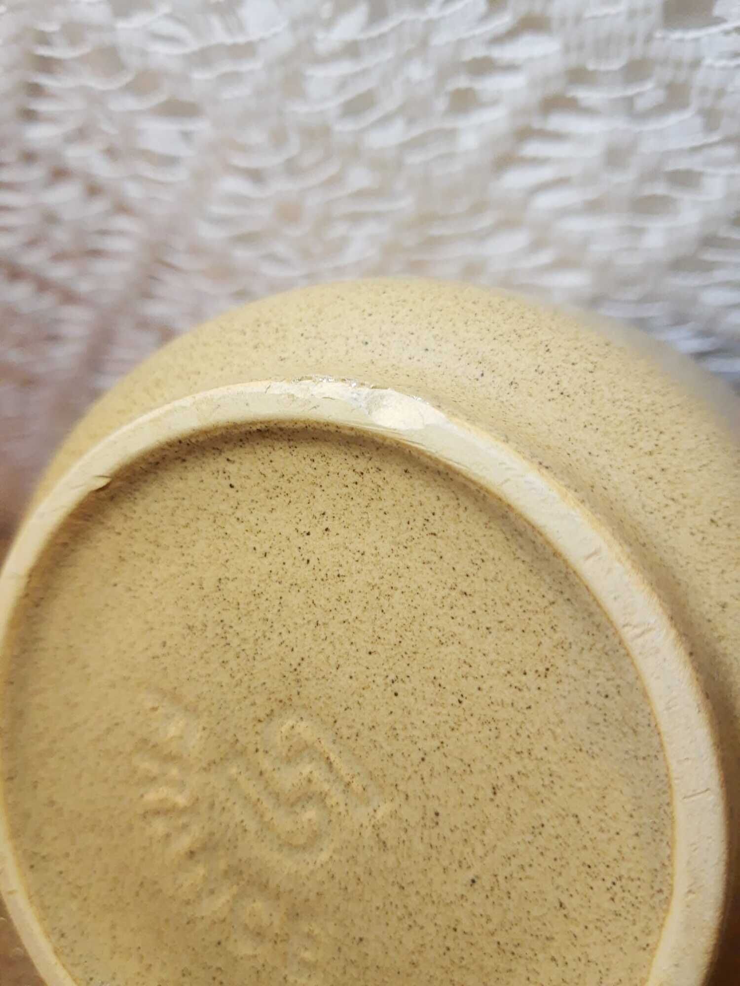 Set 6 coffee cups in sarreguemines sandstone france vintage