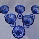Cristal d'Arques - 6 Champagne Cups Blue Waltz - Double layer crystal
