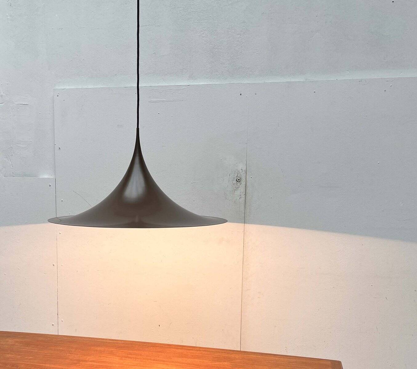 Mid-Century Modern Space Age Danish Brown Semi Pendant Lamp by Claus Bonderup and Torsten Thorup for Fog & Mørup, 1960s