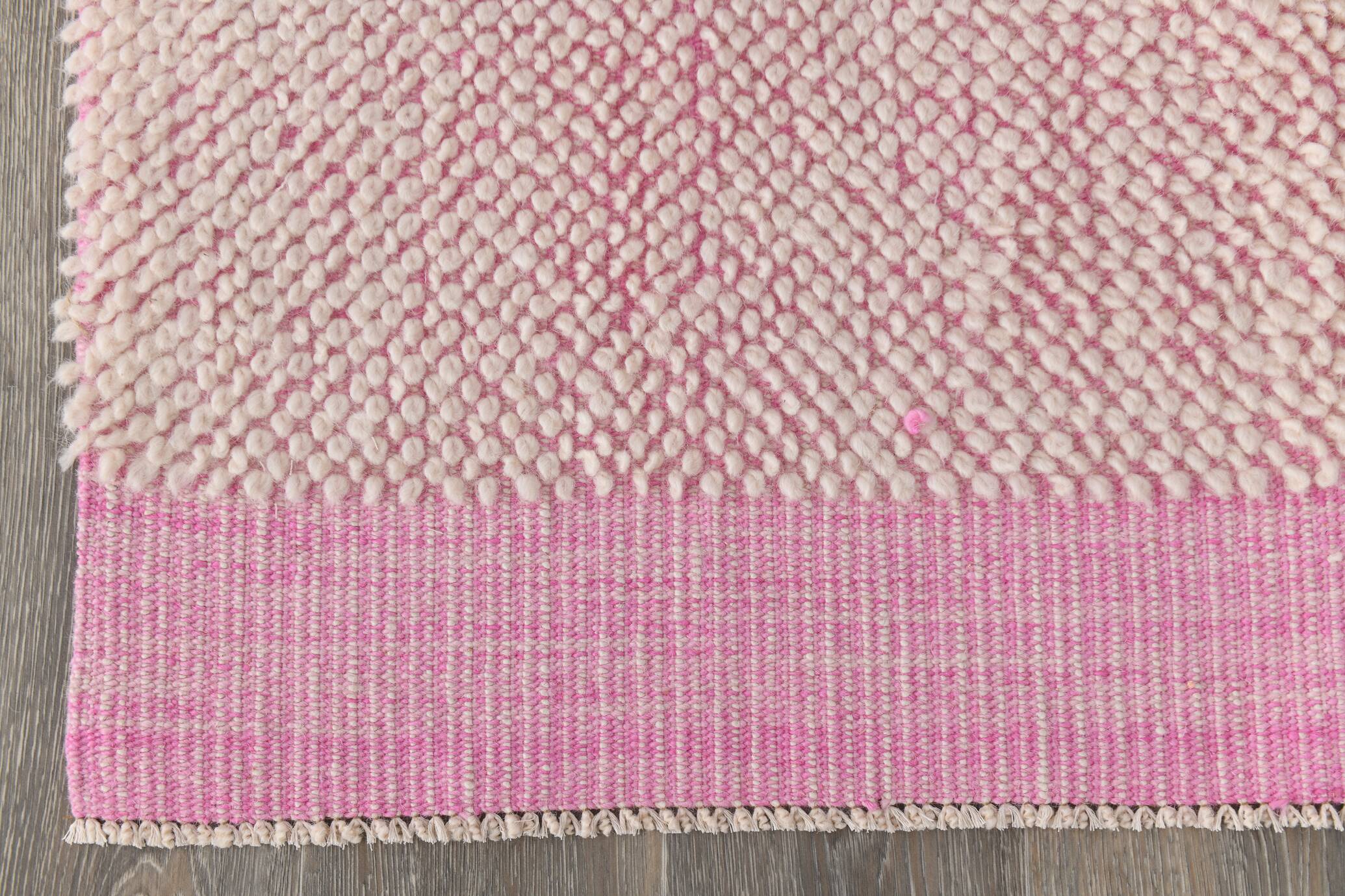 4x7 Shades Of Pink & Beige Handmade Wool Vintage Rug, 129x220Cm SK 34944
