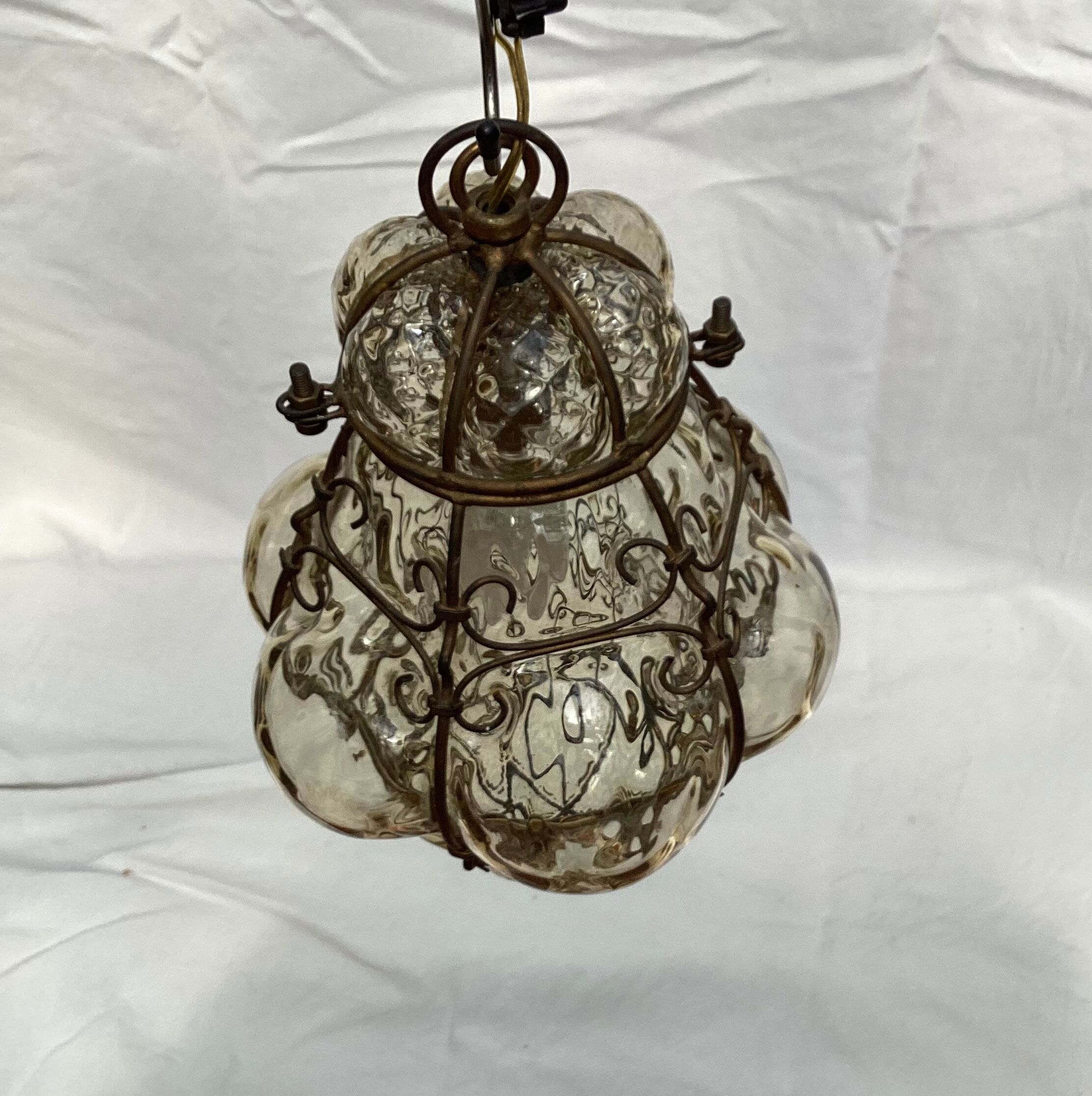 Lantern cage in blown glass style Murano dimension: H-28cm- D-18cm-