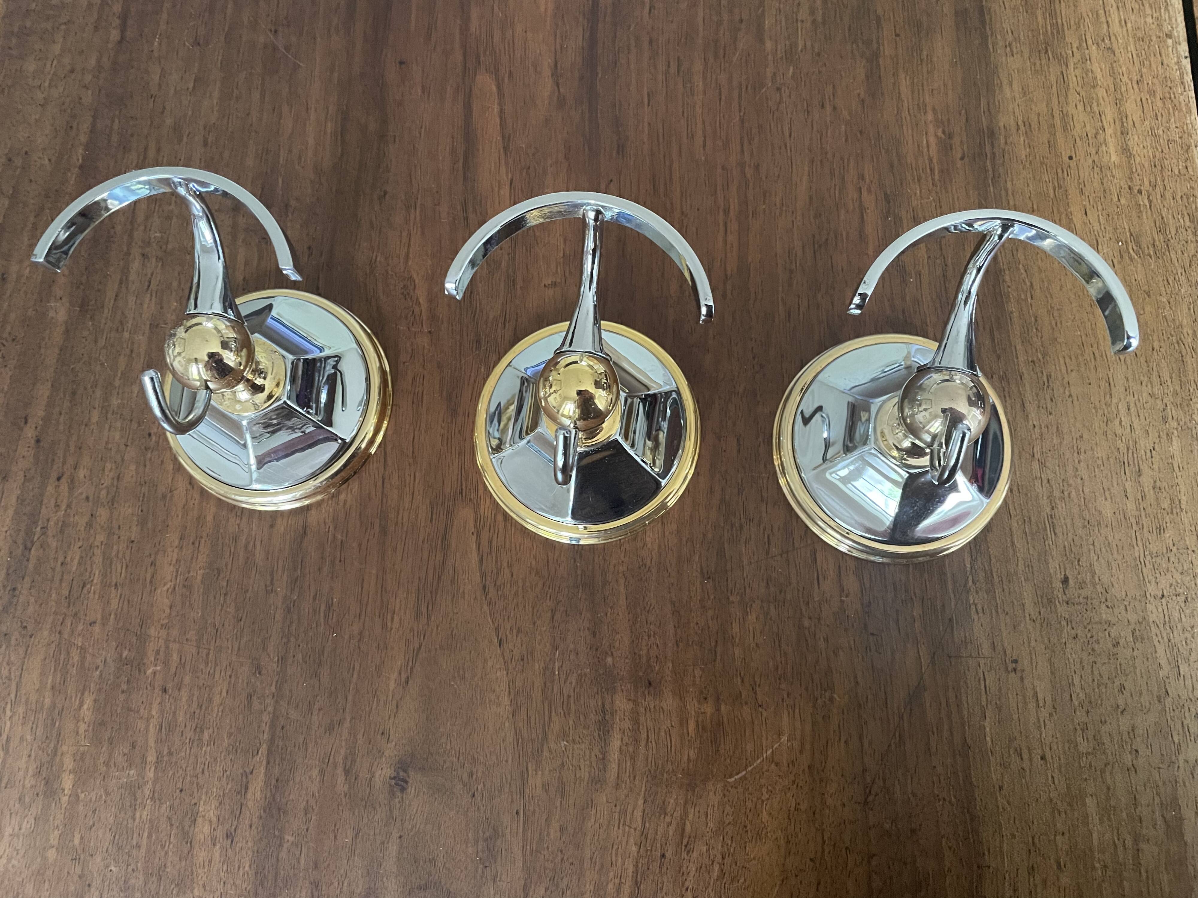 Chrome and gold metal coat rack