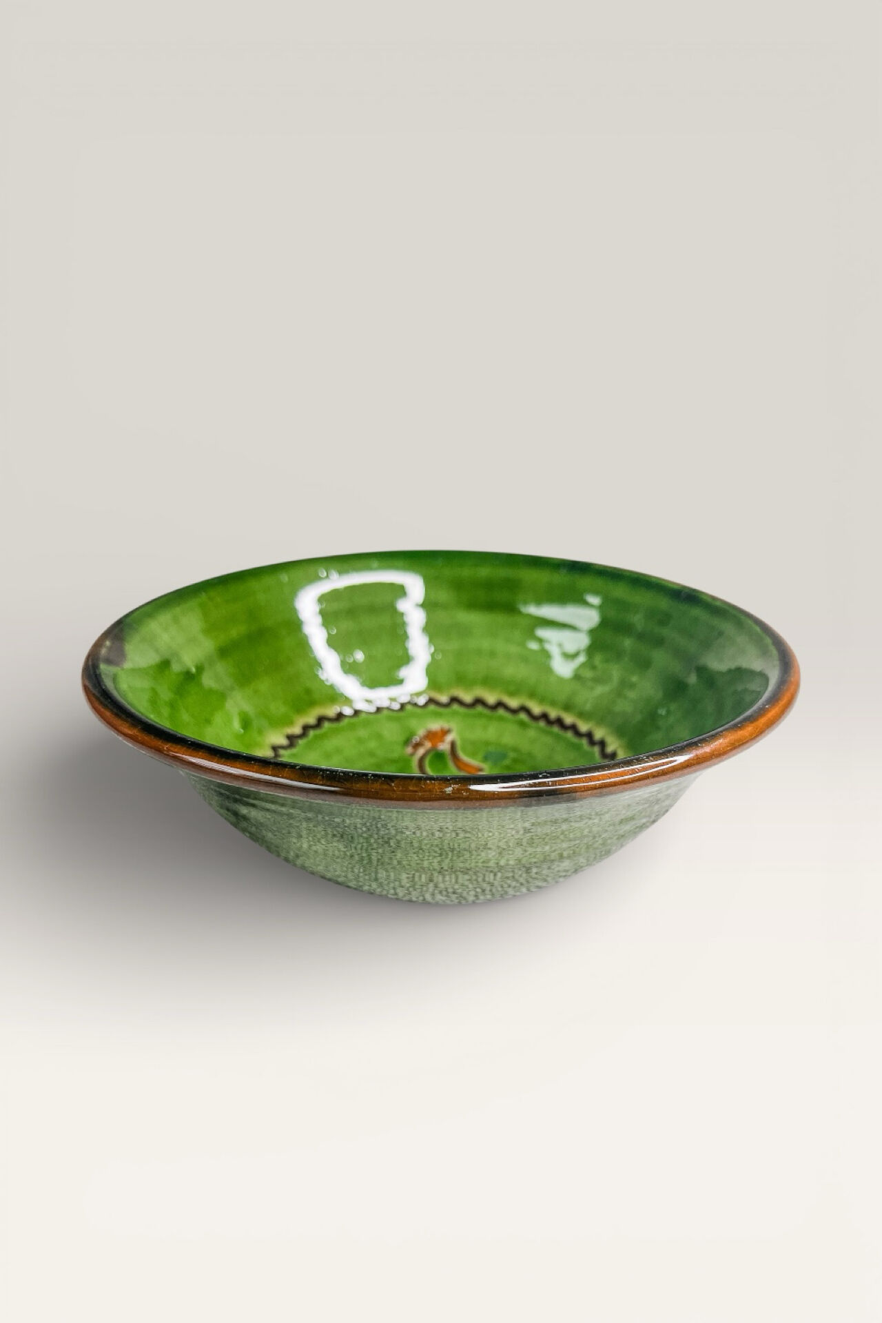 Handcrafted ceramic bowl by Tito Ubeda, Spain. Rooster motif.