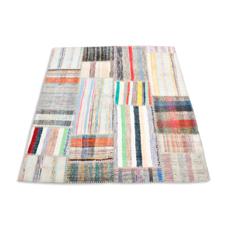 Square ethnic vintage rug,147x154cm