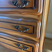 Vintage wooden chest of drawers, Louis XV style with curved drawers