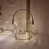 Vintage Crystal Ice Bucket with Metal Handle from the 70s