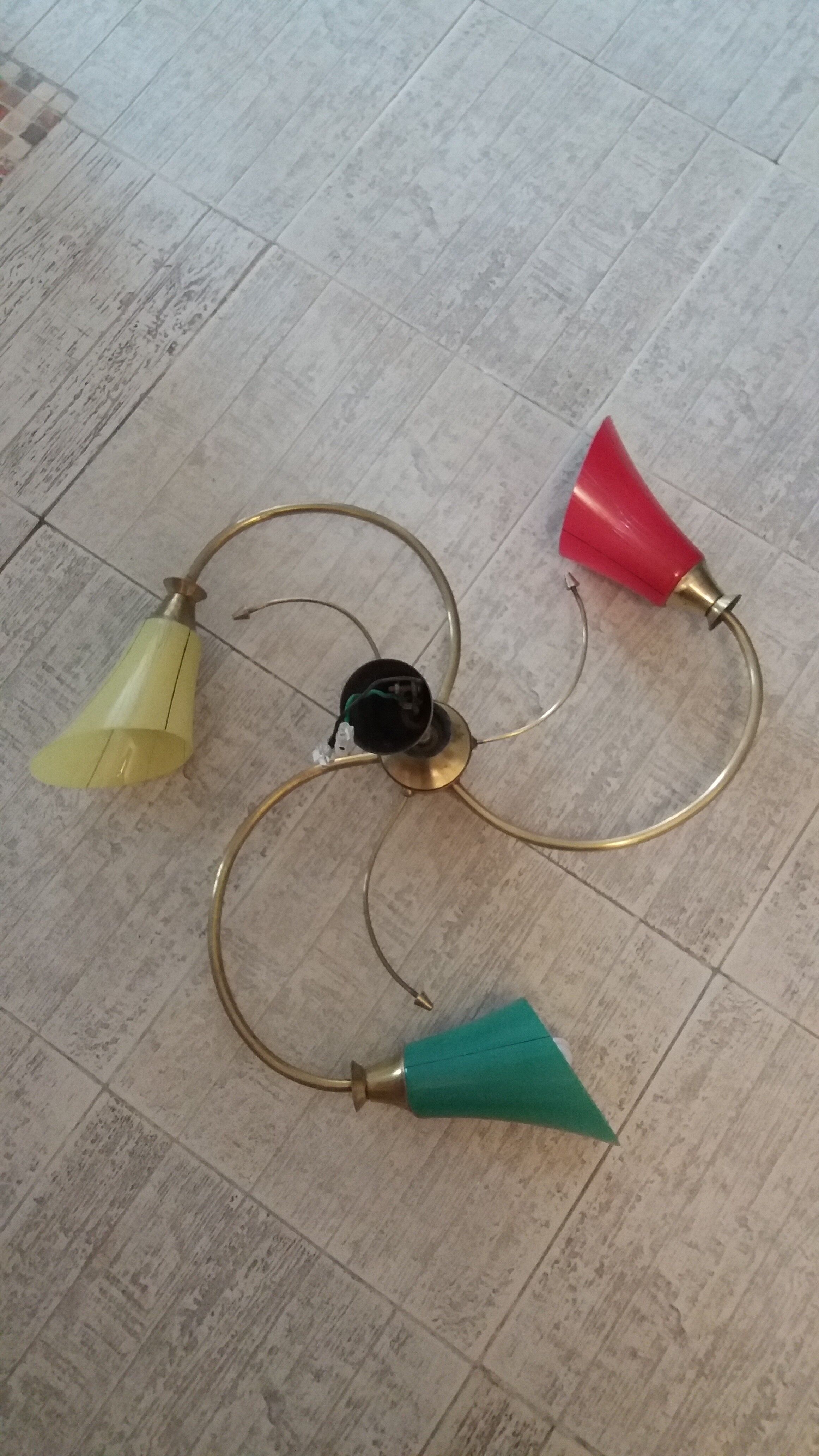Lustre verre et laiton vintage