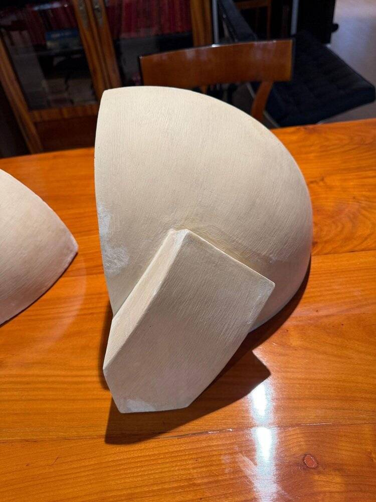 Art Deco wall lights in patinated plaster, France, 1925, set of 3